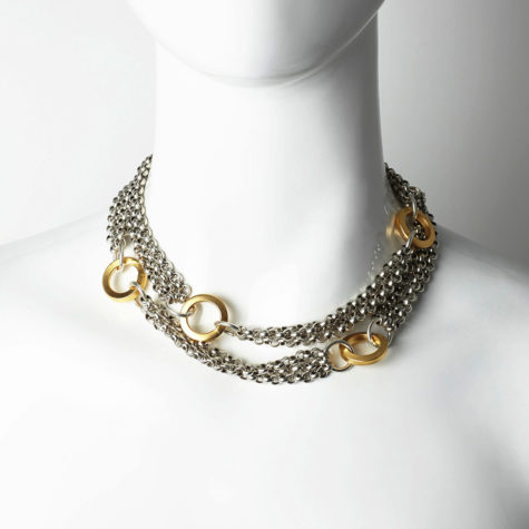 paco multi necklace silver and gold