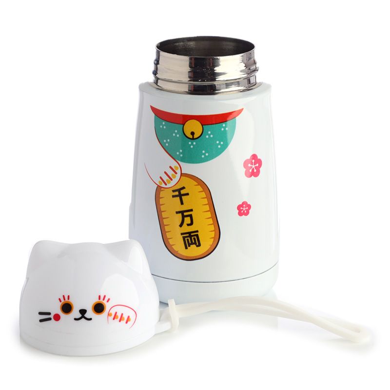 Maneki Neko Lucky Cat Bottiglia per bevande 300ml a forma di gatto riutilizzabile in acciaio inox termoisolato