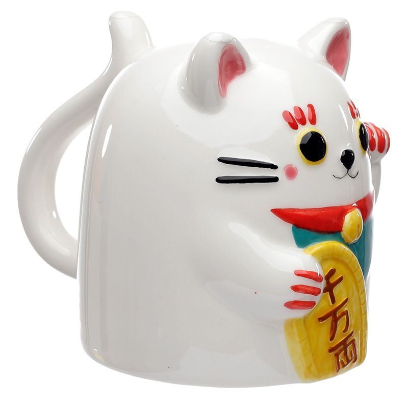 Tazza rovesciata Maneki Neko Lucky Cat in ceramica dolomitica