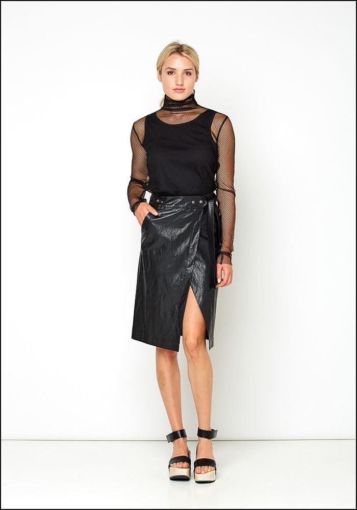 Nude Nude Leather Look Wrap Skirt