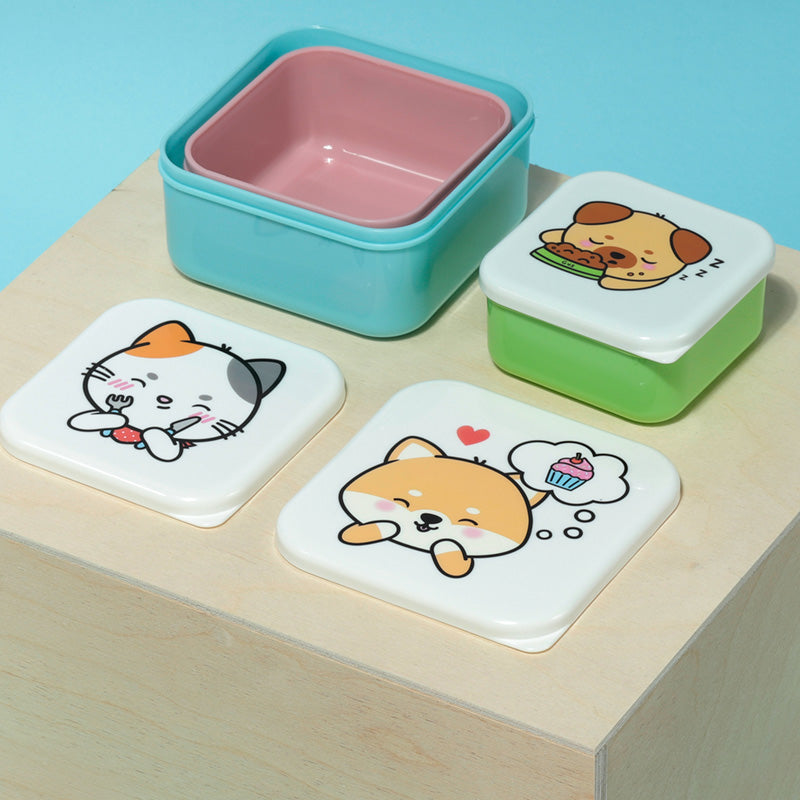 Set 3 Contenitori Per Pranzo e Spuntino S/M/L Cane e Gatto
